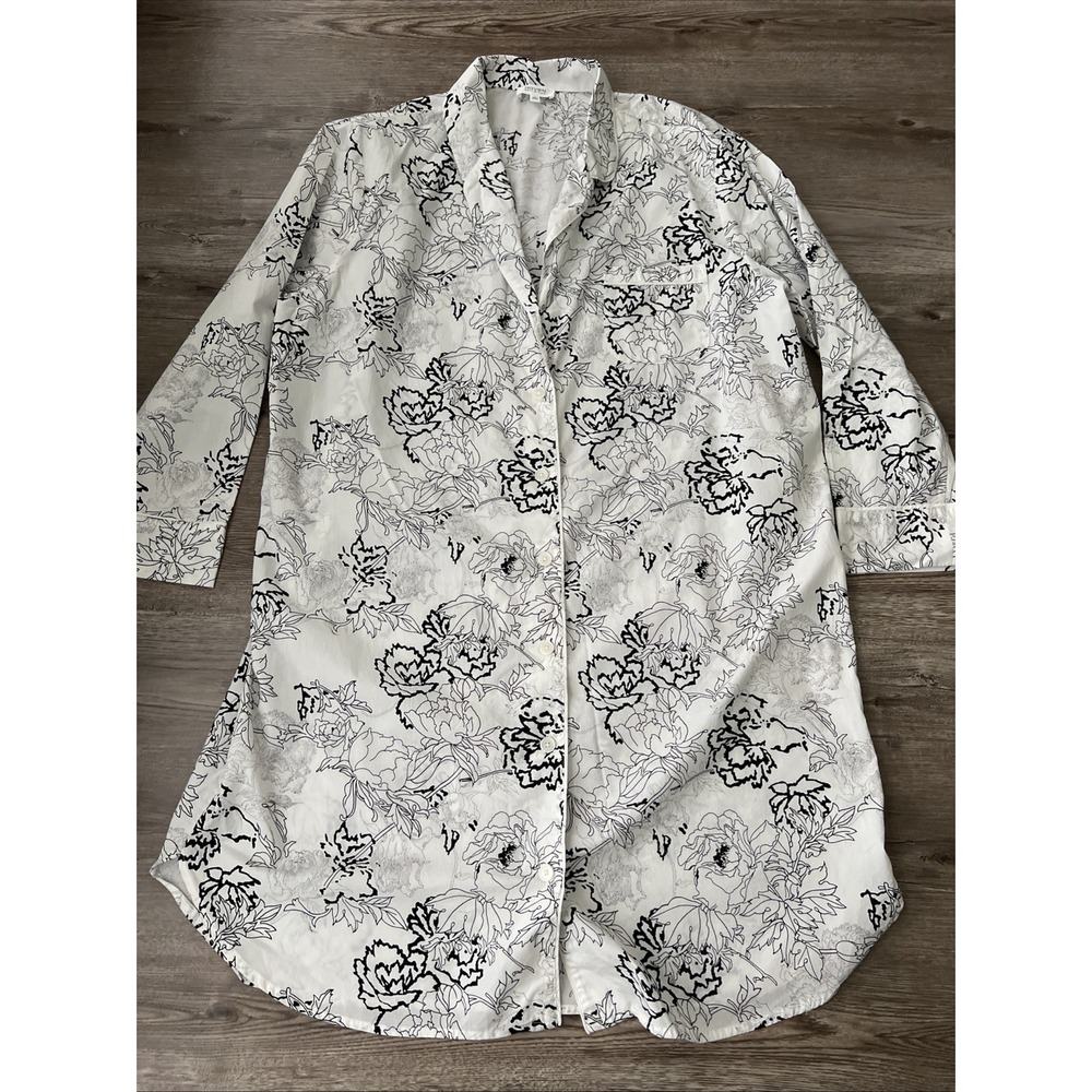 Haven Well Within Floral Nightshirt Womens XXL White Black Relaxed Sleepwear